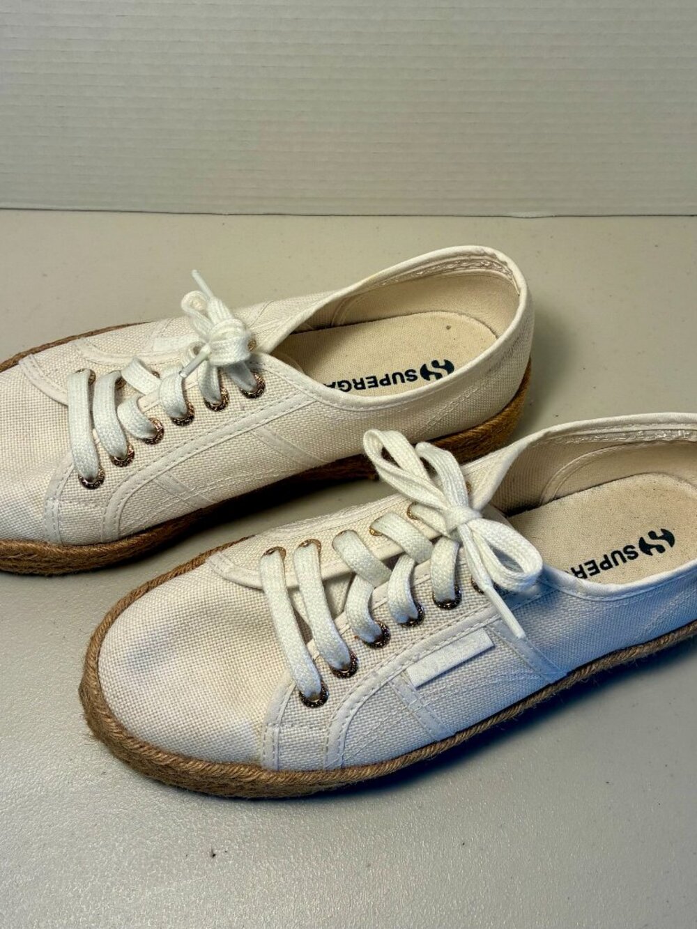 Superga 2730 EU39 Espadrille Rope-sole 3cm Flatform Sneakers White Cotton Canvas